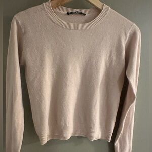 Used Brandy Melville - women round neck sweater knit light pink cream xs s
